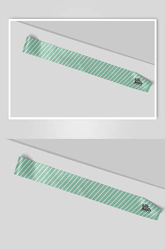 线条绿色简约创意大气清新丝带样机