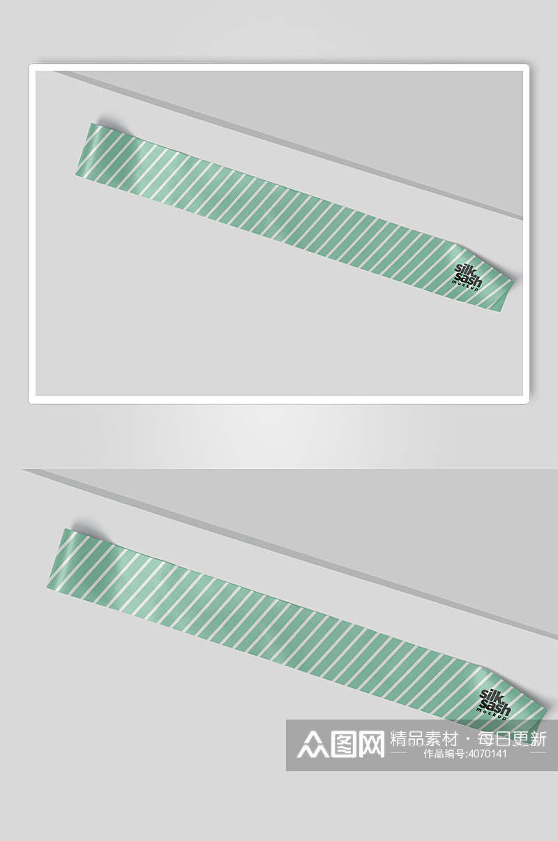 线条绿色简约创意大气清新丝带样机素材
