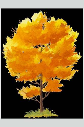 时尚金黄色秋季秋天树木树叶素材