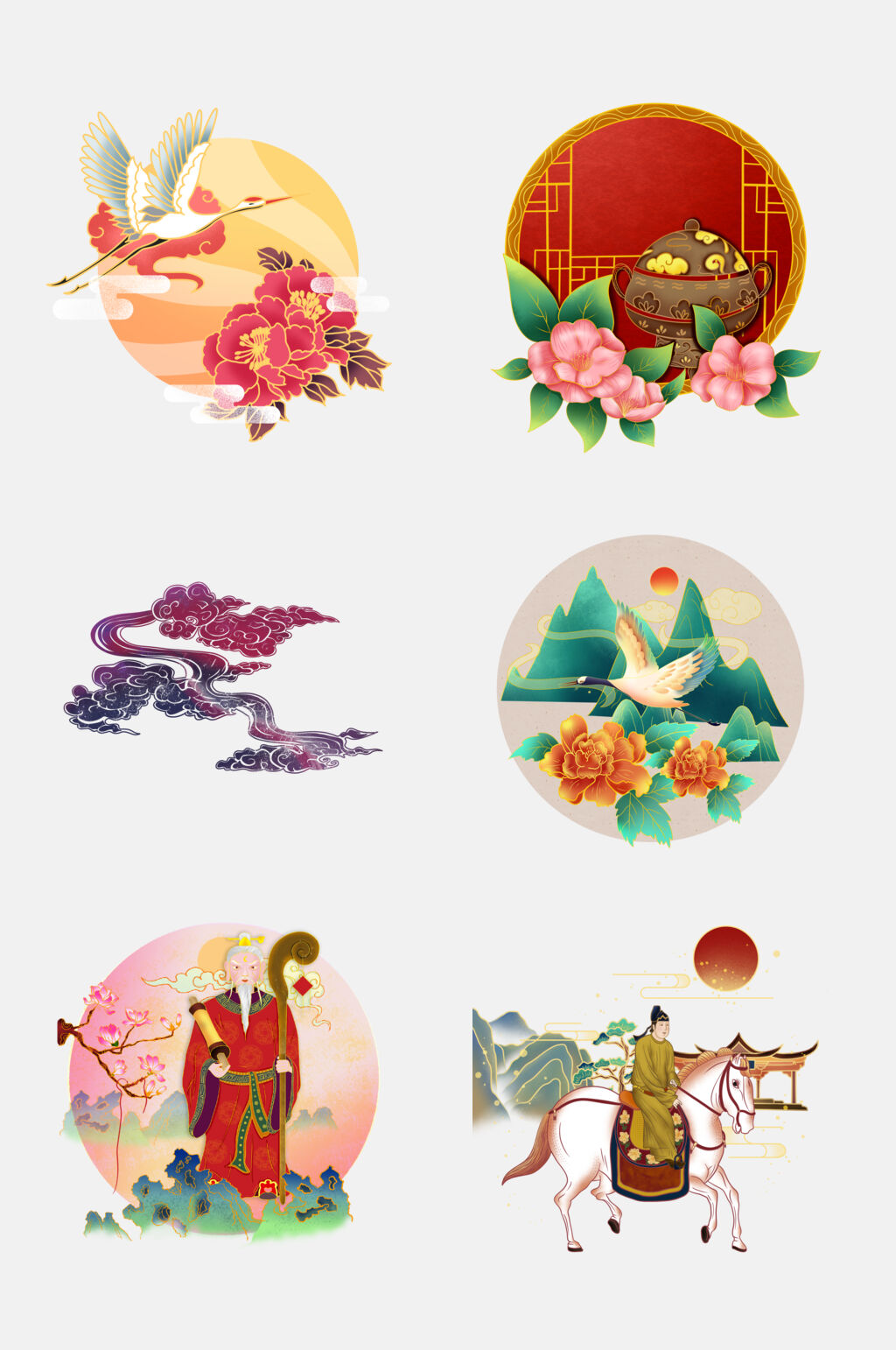 时尚国潮插画元素免抠素材素材