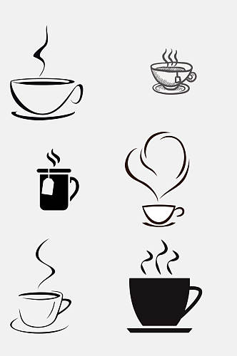 简约茶咖啡饮料简笔画免抠元素