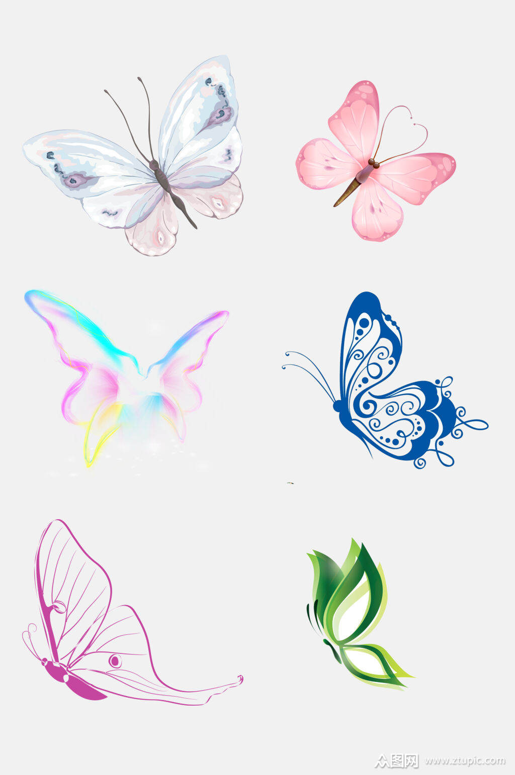 炫彩蝴蝶免抠素材