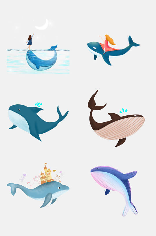 时尚鲸鱼动物海免抠设计素材