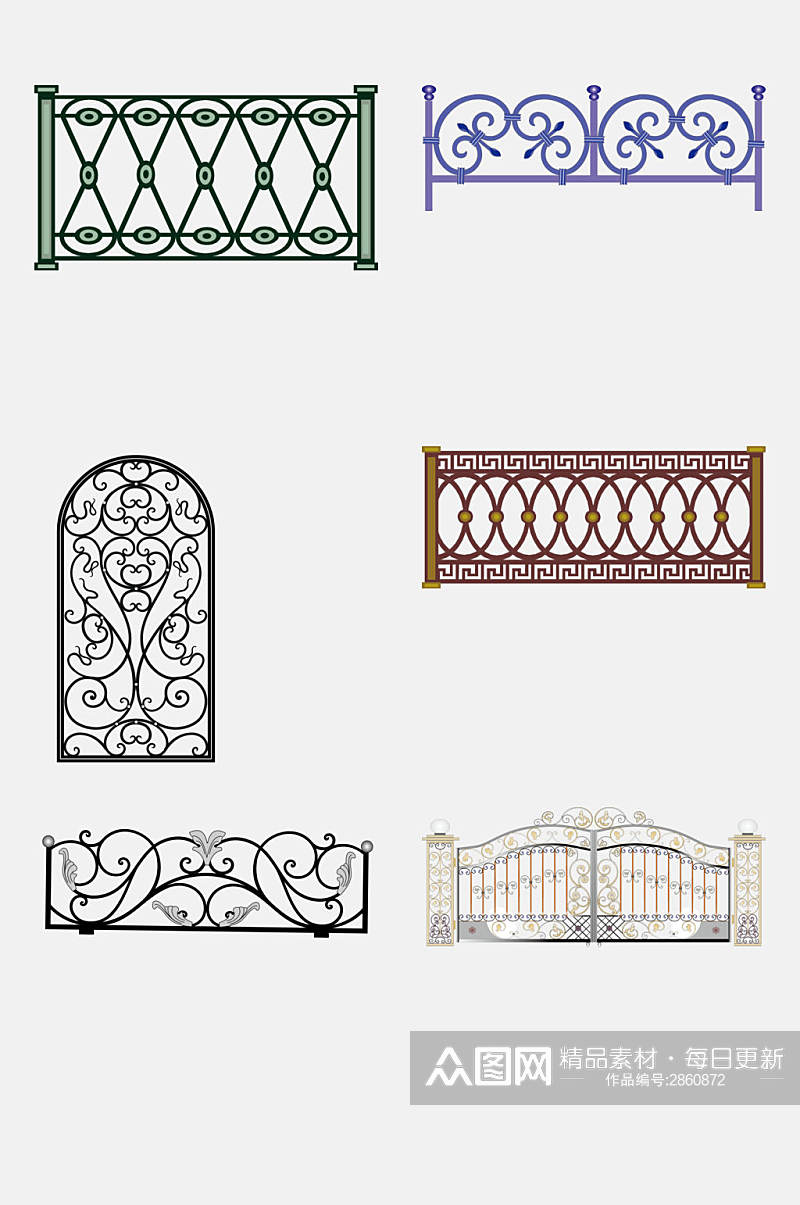 中式围栏免抠元素素材