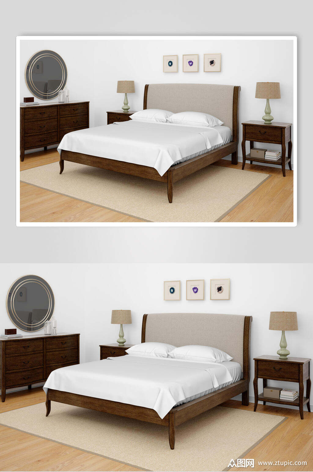 简约卧室样机素材