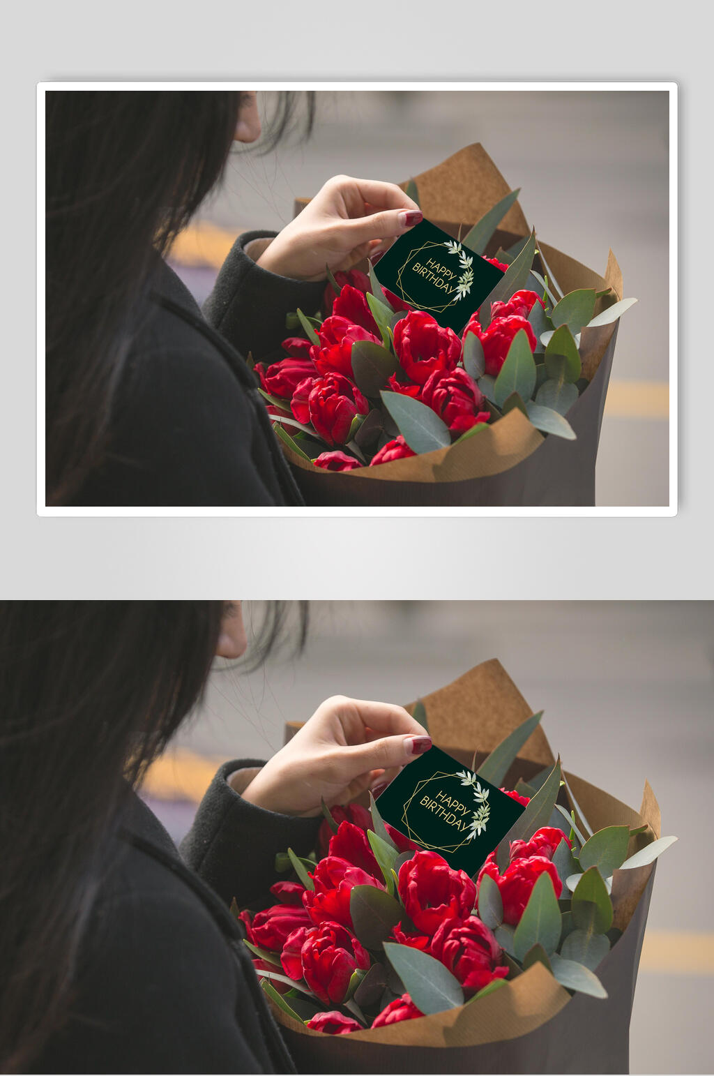 花束玫瑰卡片样机素材