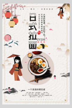 创意日式拉面寿司美食海报