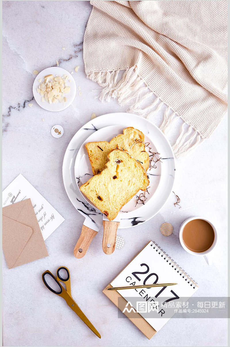 清新美味早餐咖啡面包素材图片素材