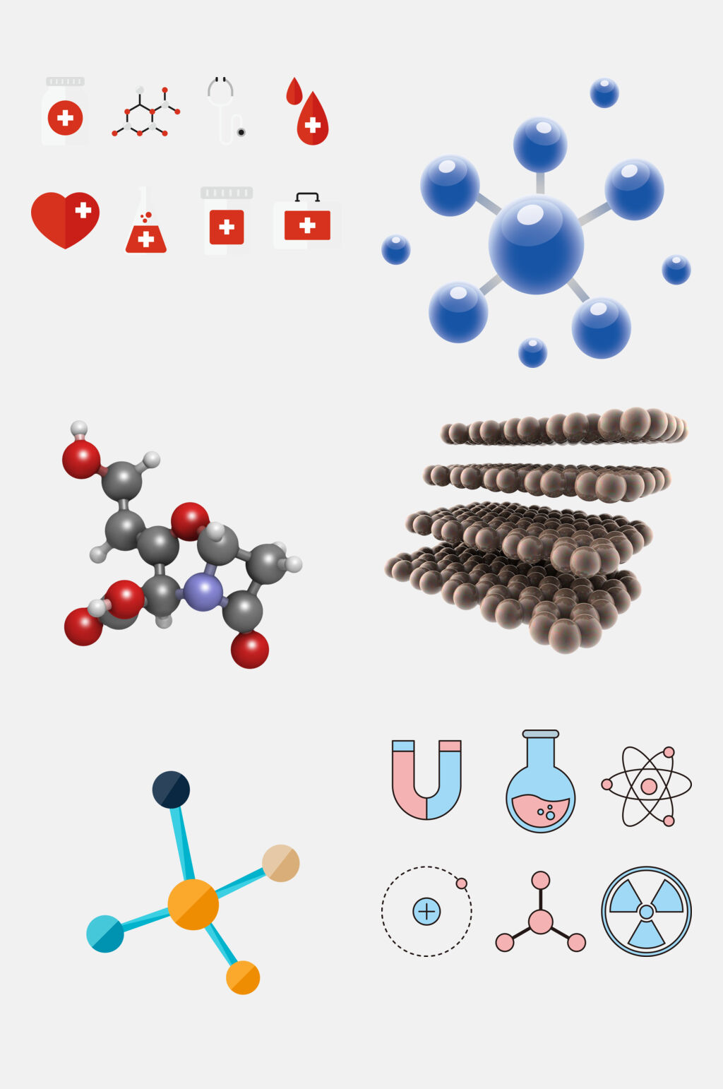 炫彩时尚创意分子结构免抠素材素材