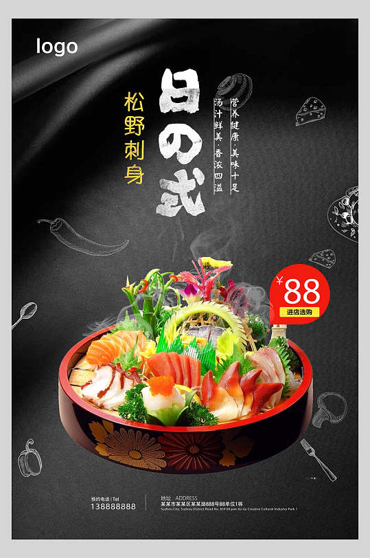 松野刺身寿司美食海报