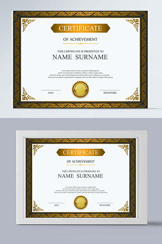 美式欧式英文版矢量证书