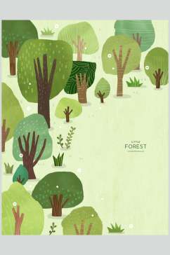 时尚绿色森林树木素材