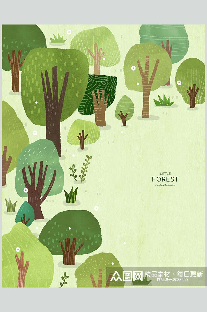 时尚绿色森林树木素材素材