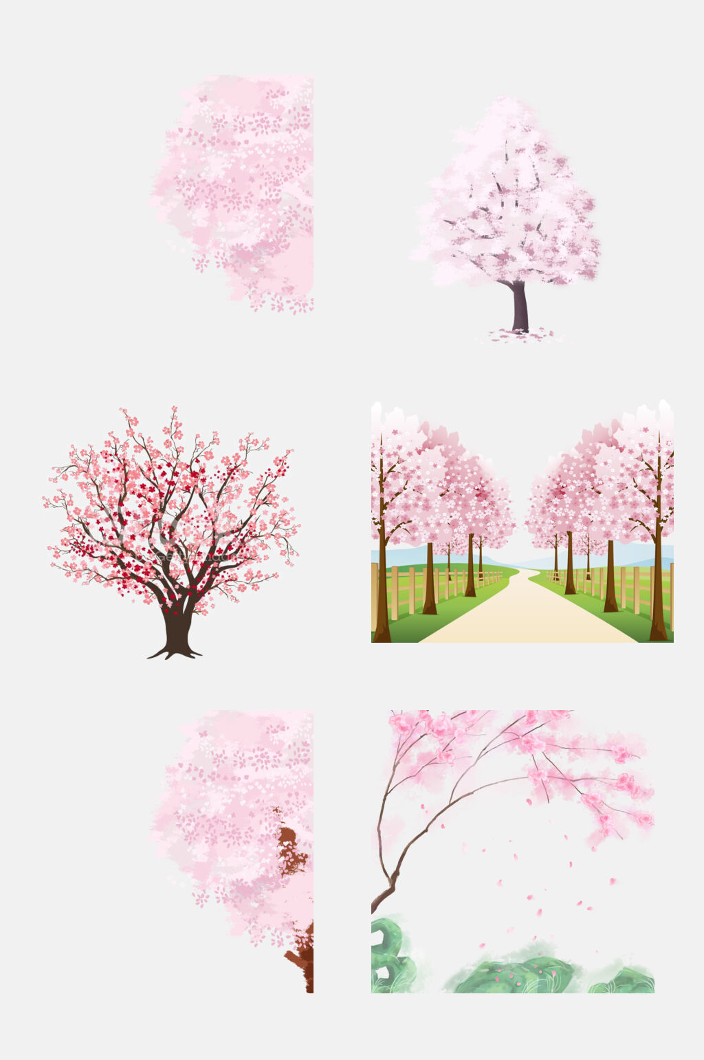 精致樱花桃花树免抠素材素材