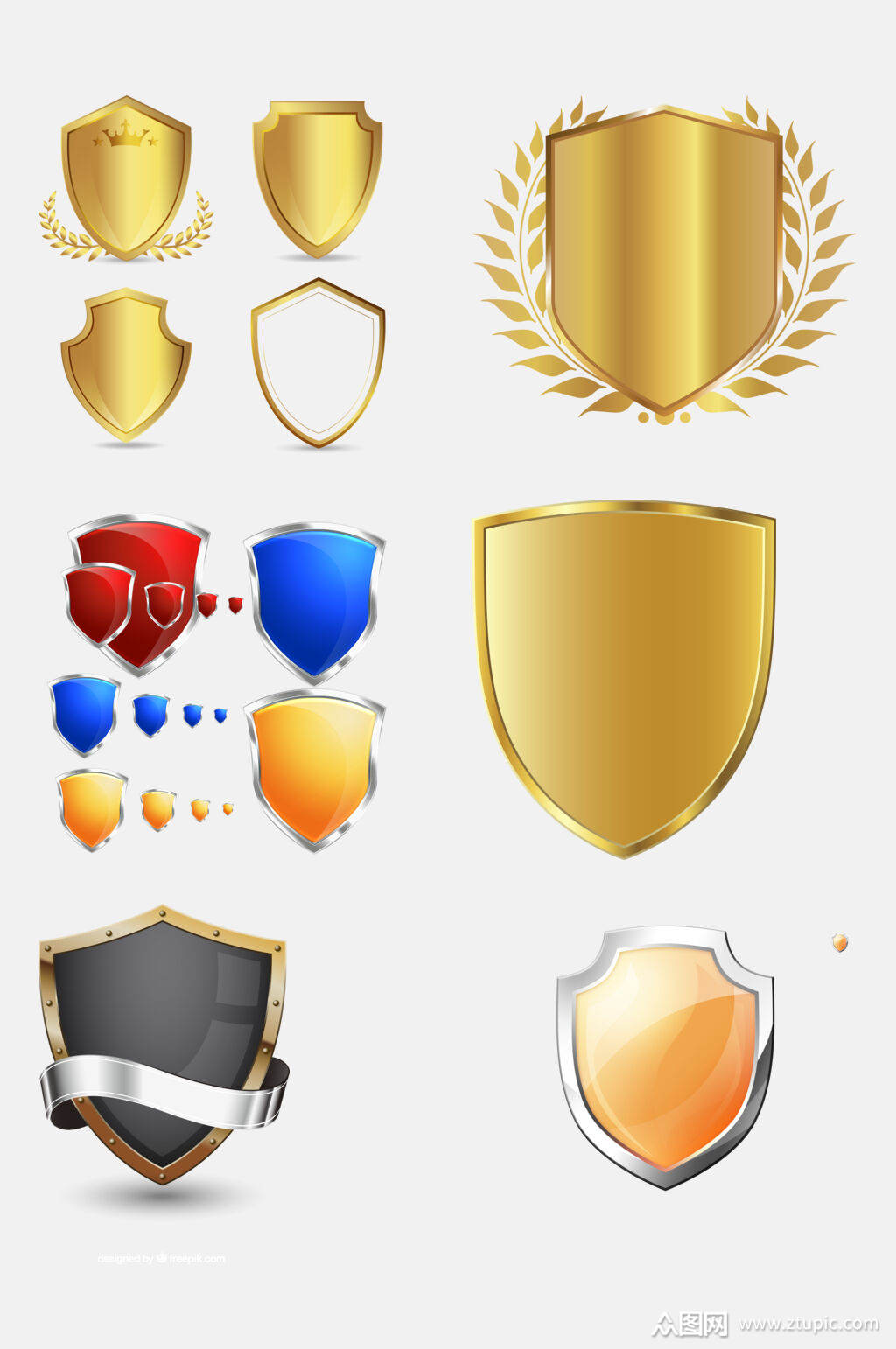 时尚卡通盾牌免抠素材