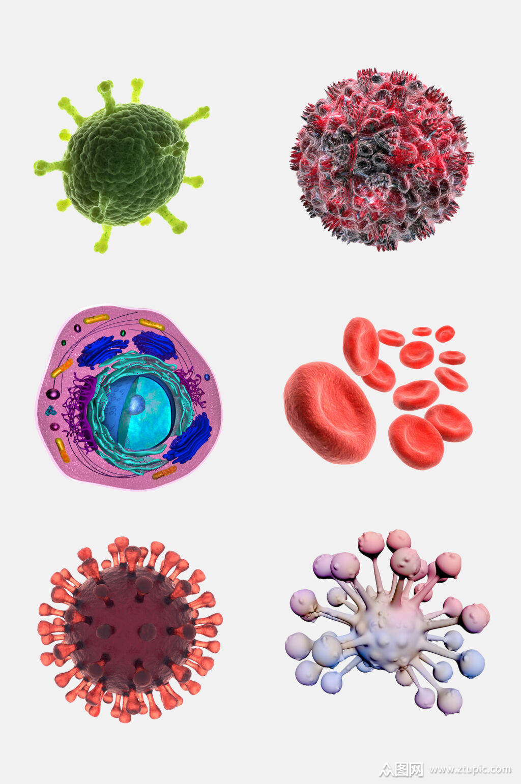 炫彩时尚细菌生物免抠设计素材