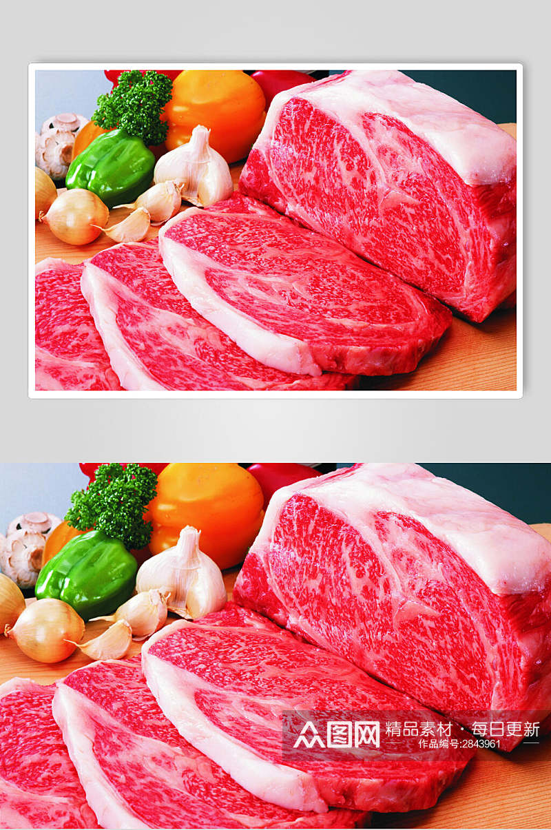 精选新鲜猪肉牛排食品图片素材