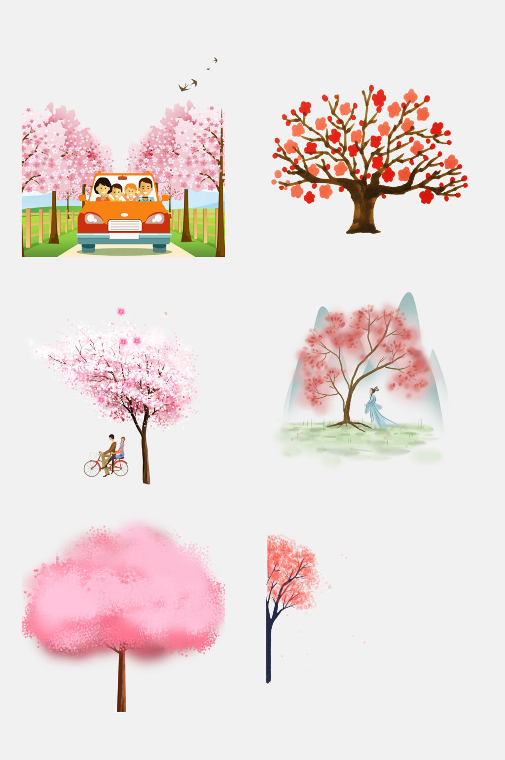 清新樱花桃花树免抠素材素材