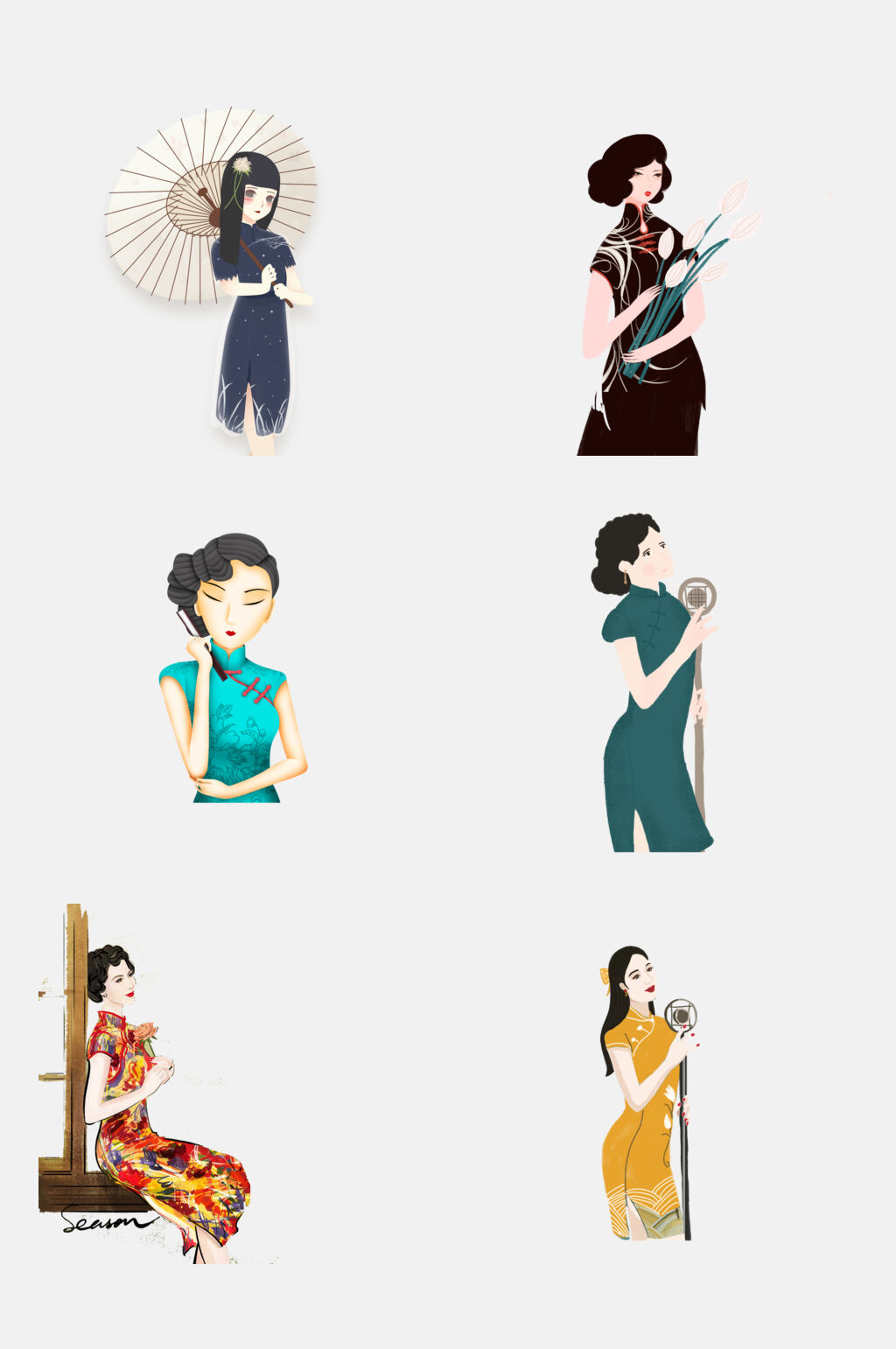 时尚大气旗袍美女免抠素材素材