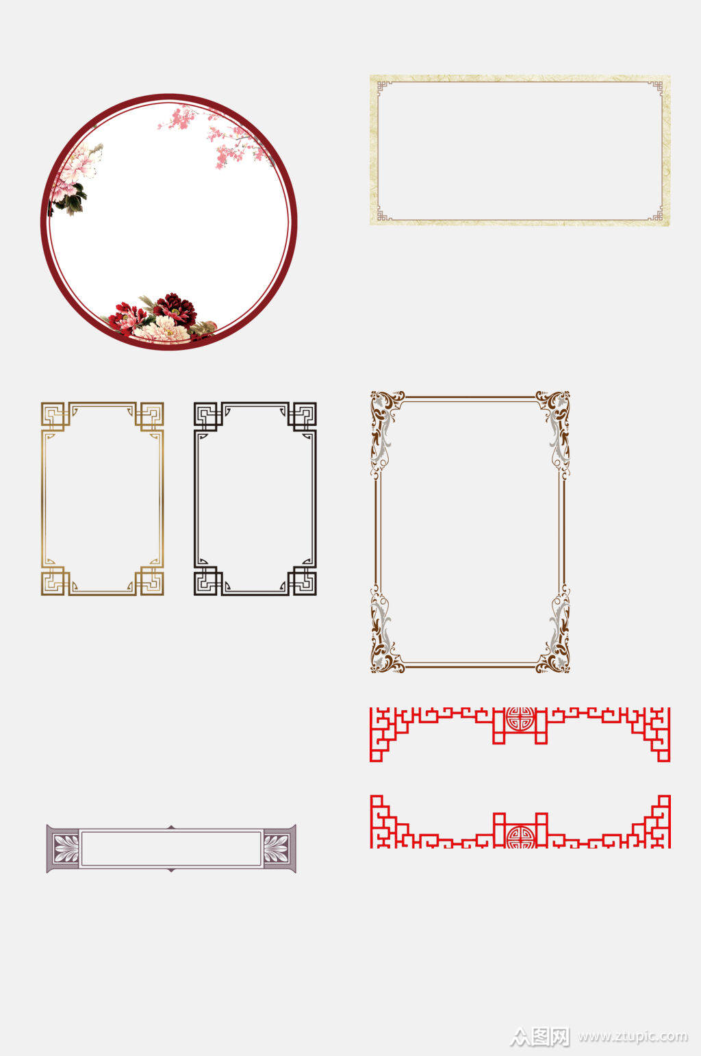 简洁大气中国风边框免抠设计元素