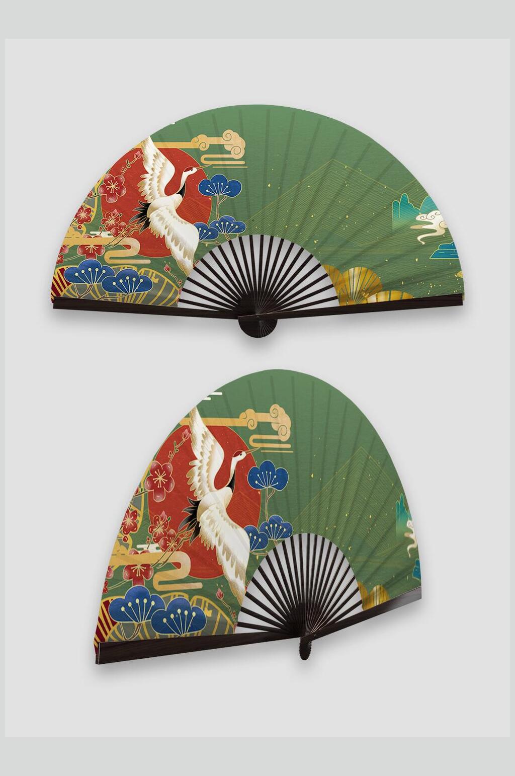 仙鹤扇子中式纸扇样机素材