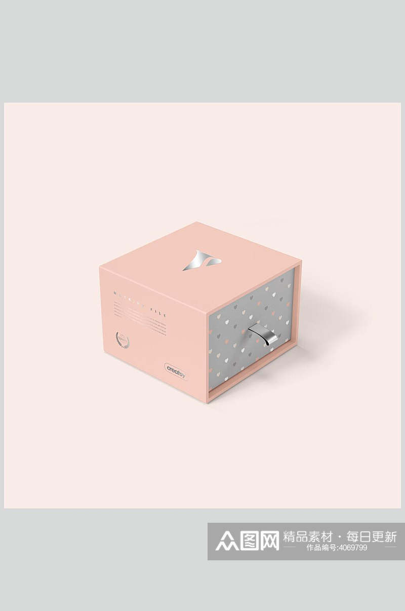 粉色波点包装盒样机素材