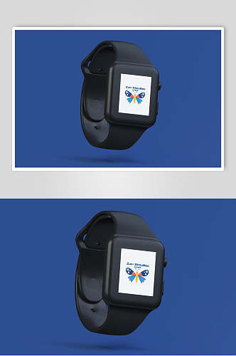 手表蓝黑色文创品牌VI设计展示样机
