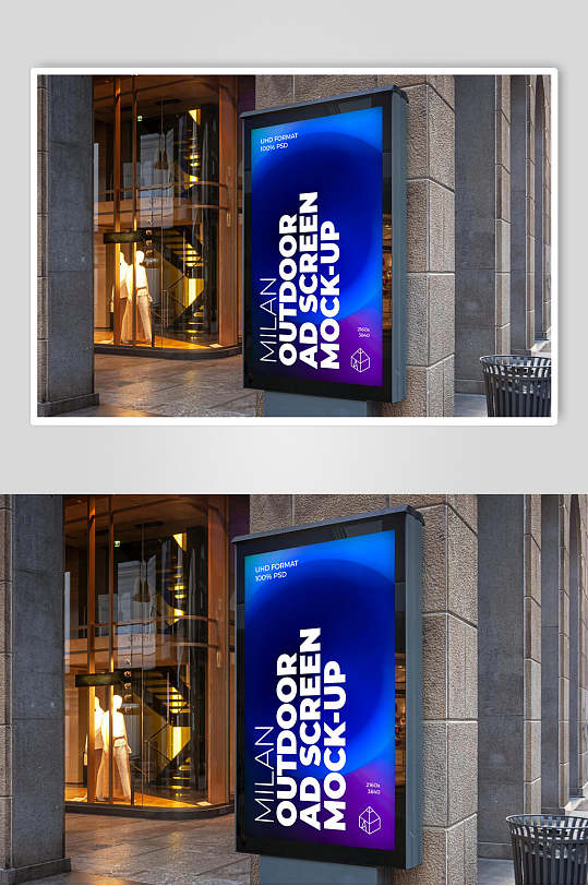 炫彩灯箱户外海报贴图样机