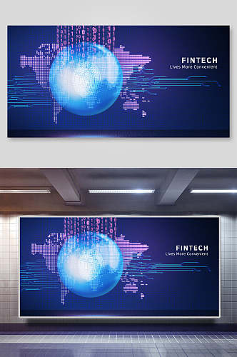 蓝色金融科技背景素材