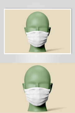 绿黄清新简约创意大气时尚口罩样机