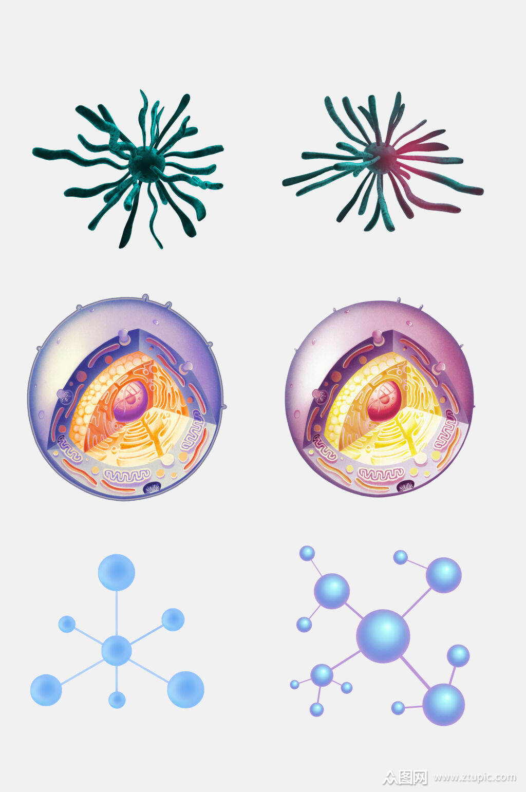 炫彩时尚细菌生物免抠设计素材