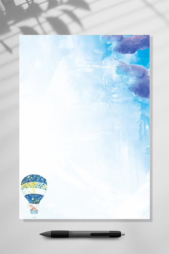 热气球感谢信信纸背景WORD表格-众图网