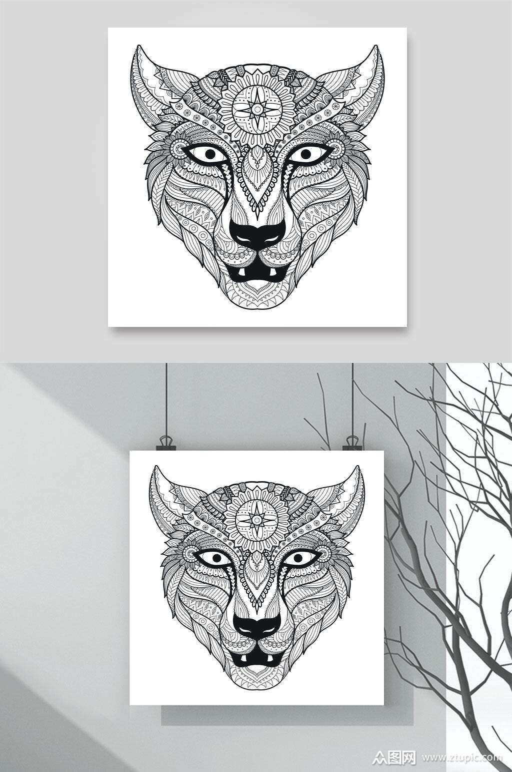 简约灰色高端大气时尚豹子矢量素材素材