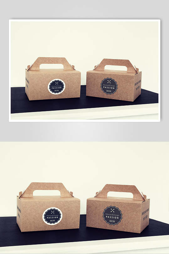 时尚简约纹理黄清新手提盒子样机