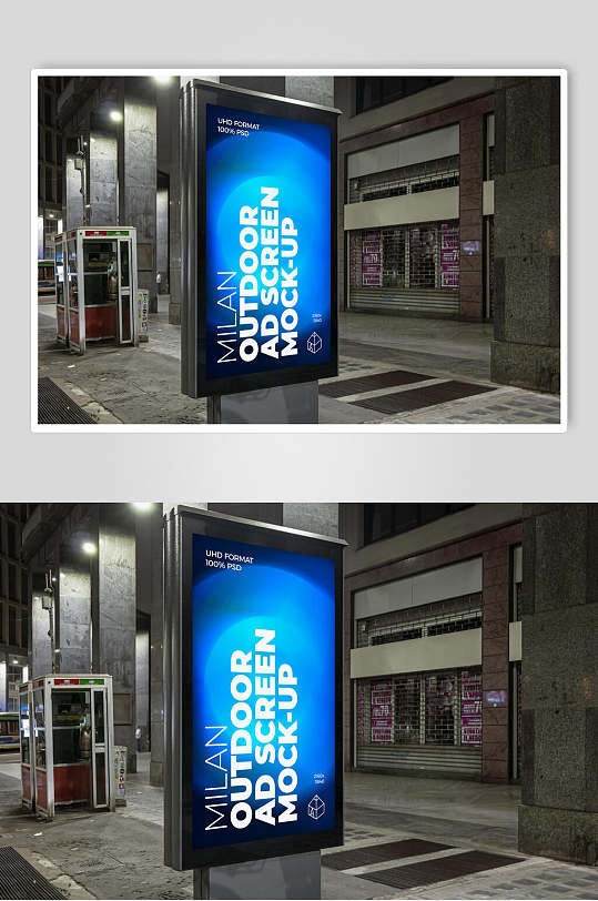 公交站牌宣传栏户外海报样机