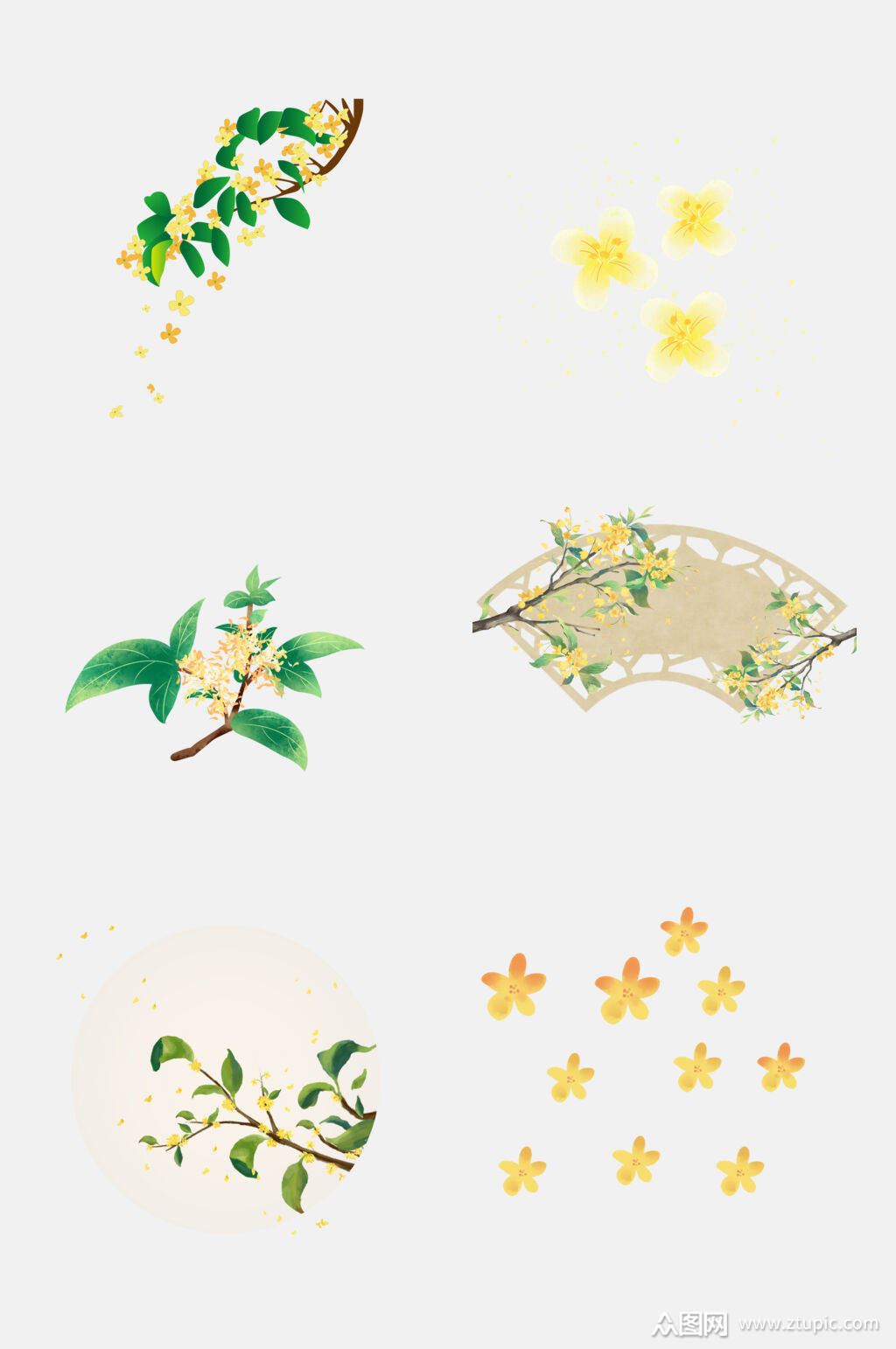 唯美清新桂花免抠元素素材