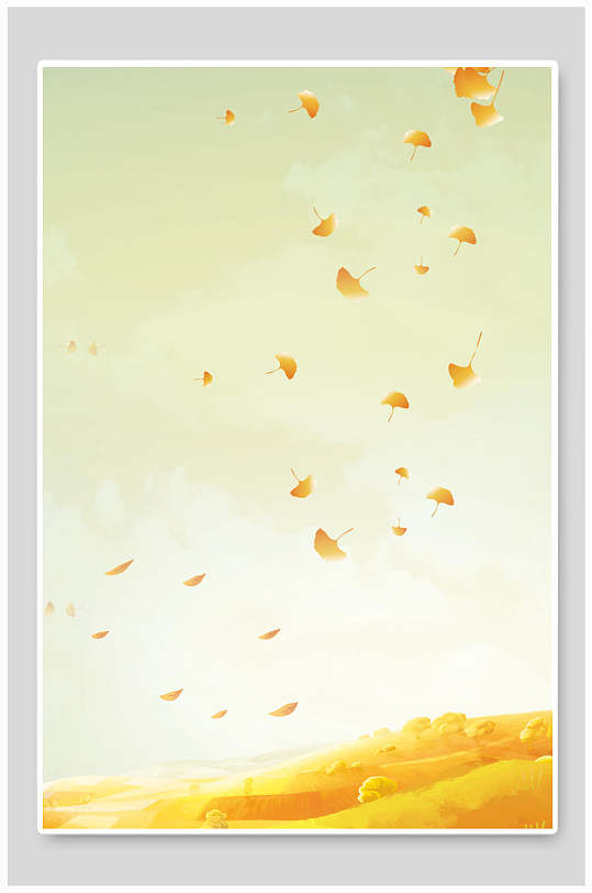 黄色简约高端大气秋天插画海报背景