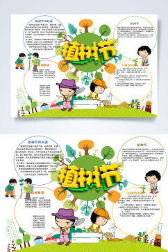 简约创意传统节日植树节小报横版WORD