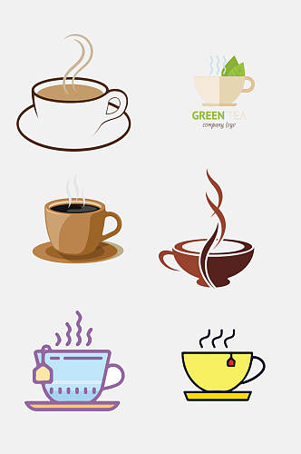高端茶咖啡饮料简笔画免抠元素