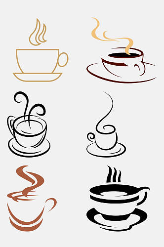创意茶咖啡饮料简笔画免抠元素