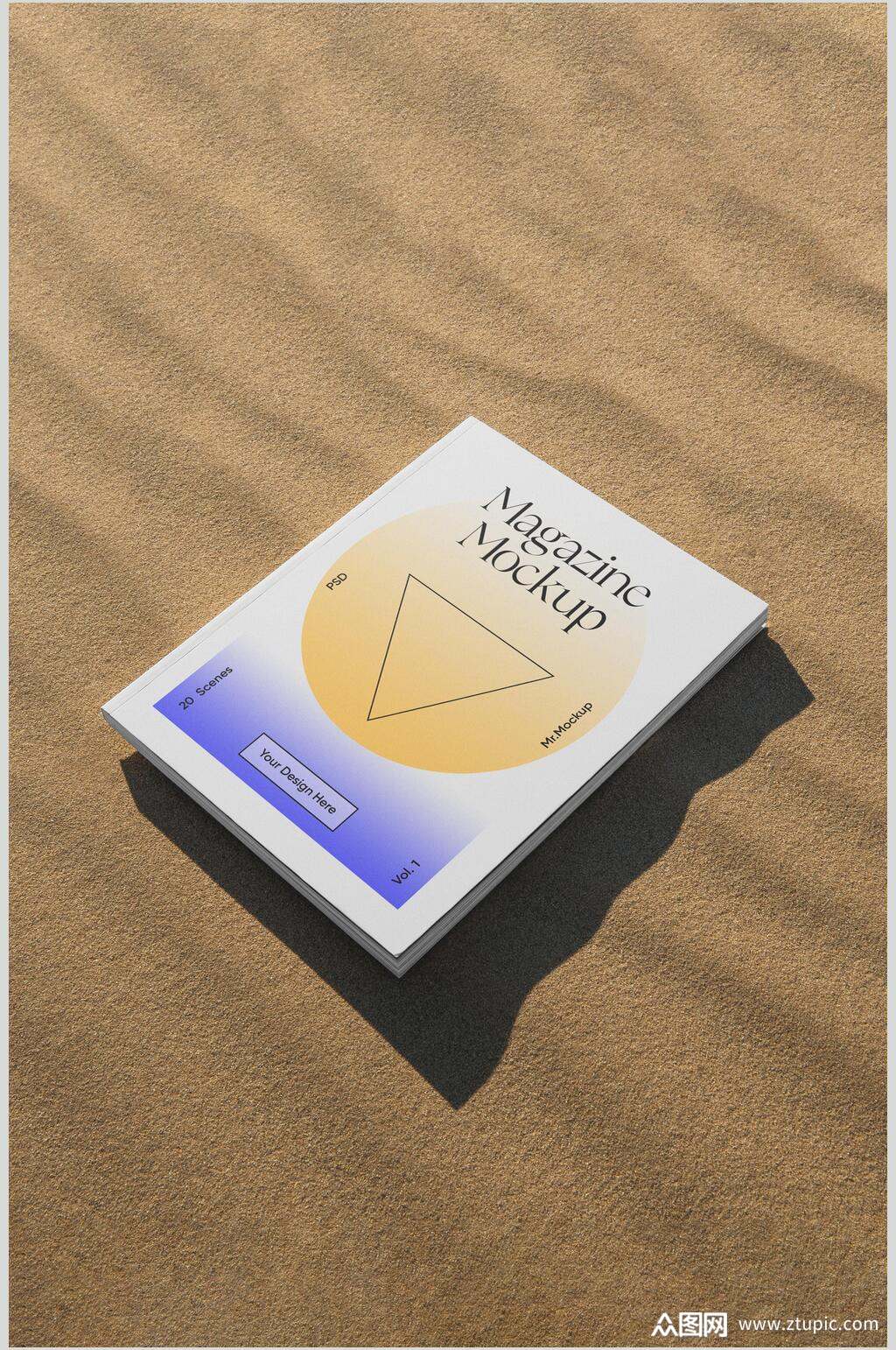 沙滩阳光简约创意大气书籍封面样机素材