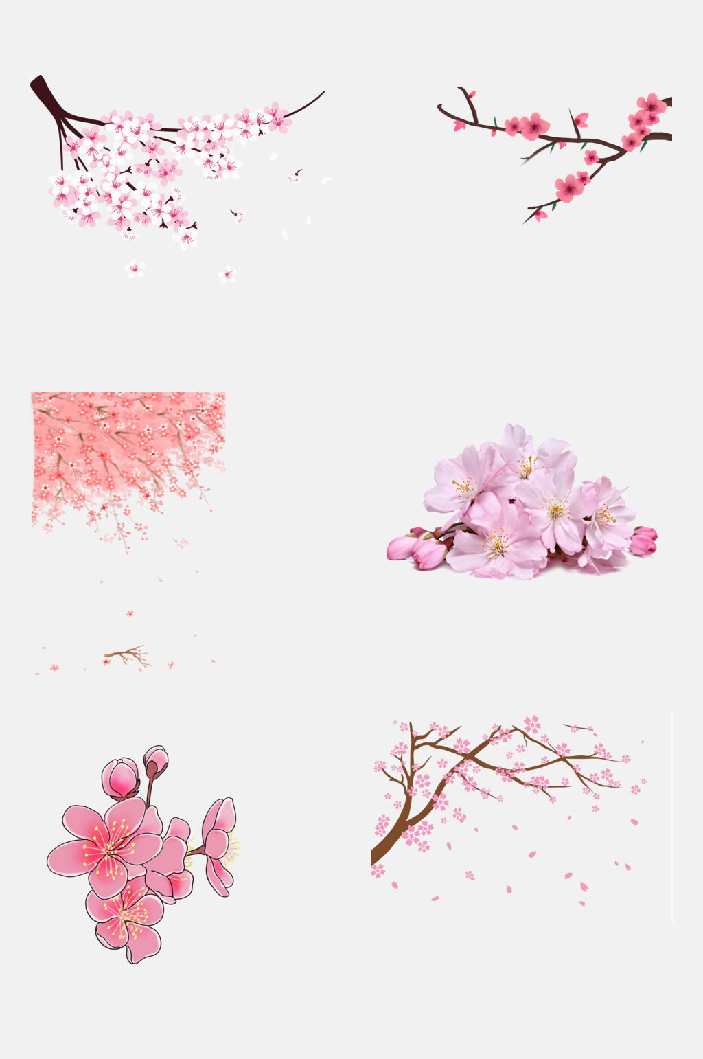 浪漫粉樱花桃花免抠素材素材