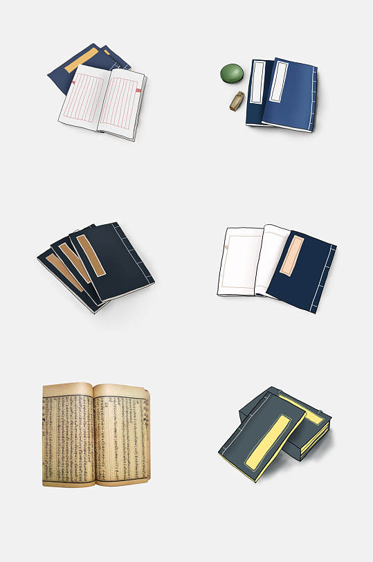 简洁古风书本书籍书卷免抠设计素材