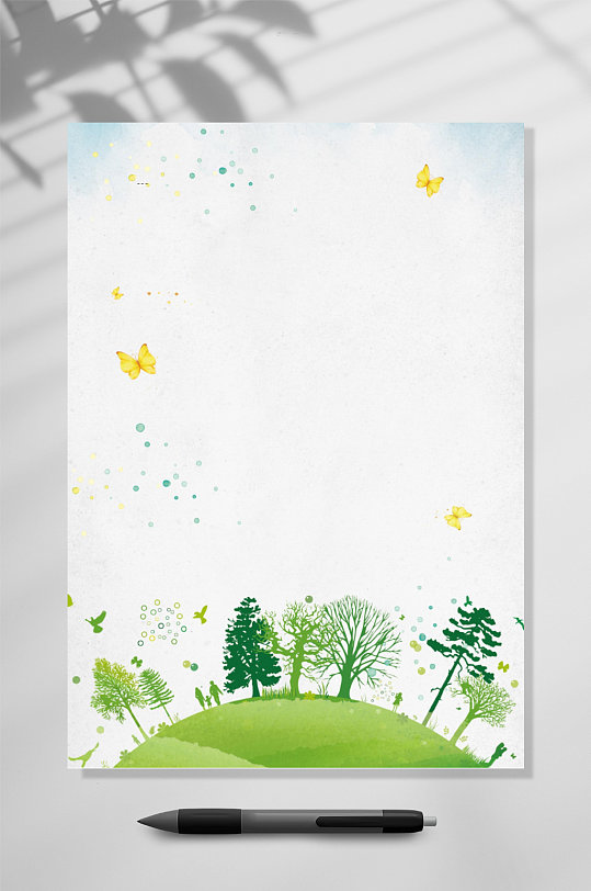 森林感谢信信纸背景WORD表格-众图网