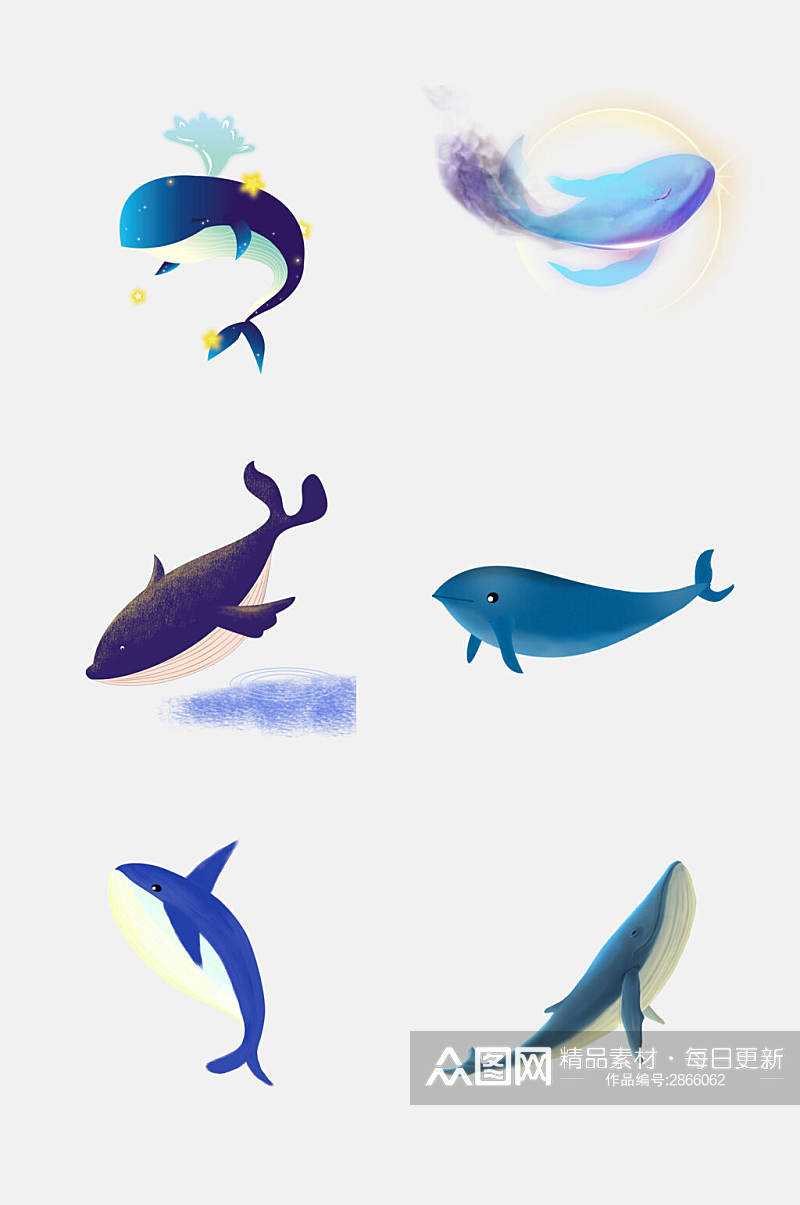蓝色高端鲸鱼动物海免抠素材素材