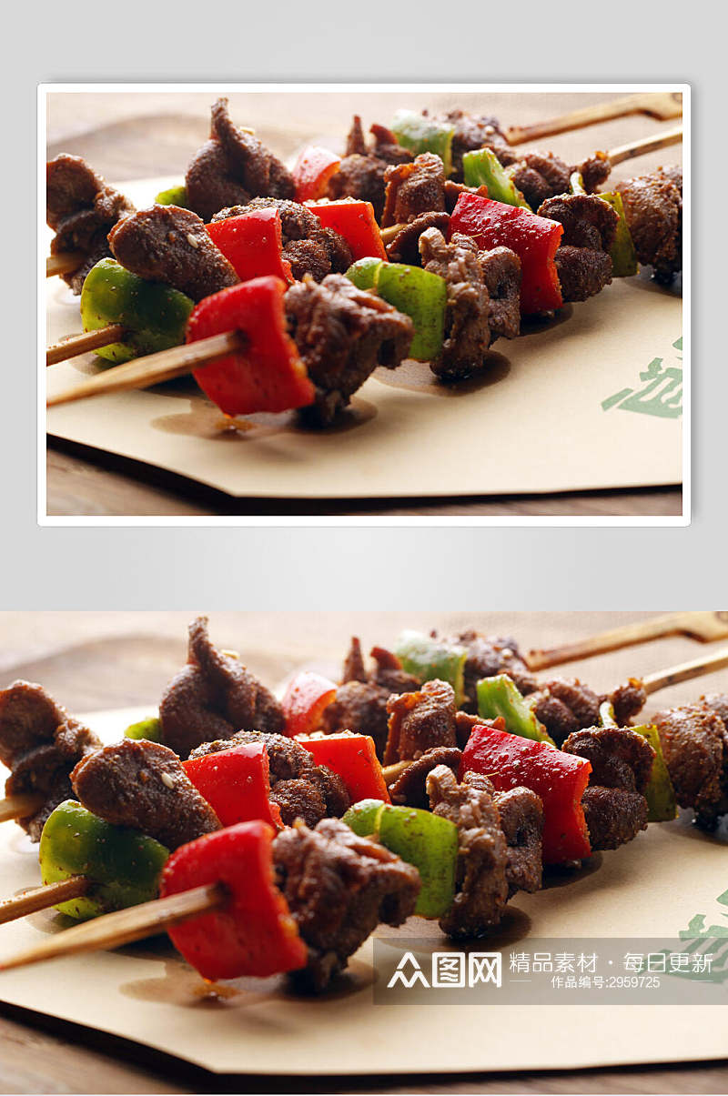 青椒牛肉烧烤美食食品摄影图片素材