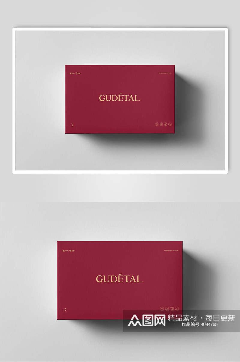 英文字母方形阴影红色鞋盒包装样机素材