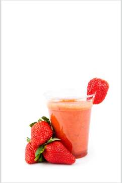 营养草莓果汁夏日清凉摄影图