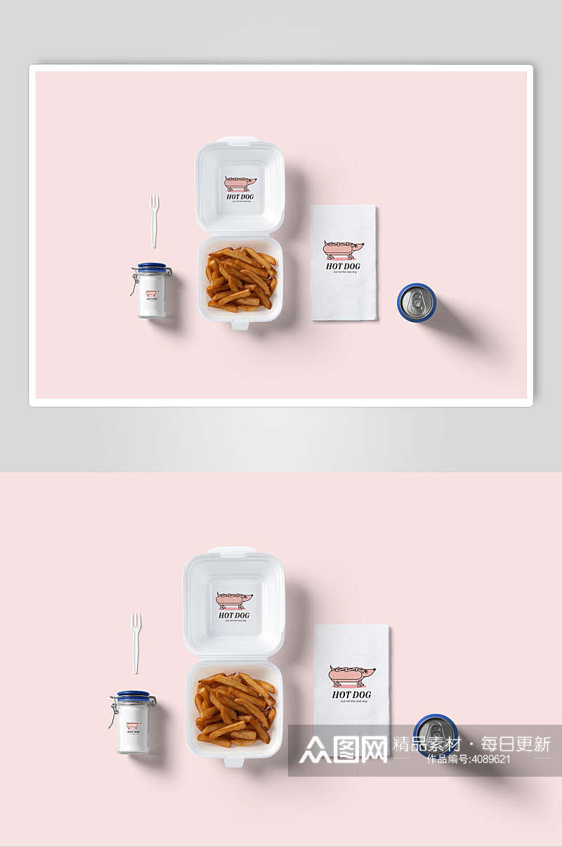 清新个性网红餐饮业VI系列设计样机素材