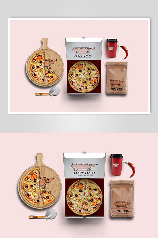 网红餐饮业披萨VI系列设计样机